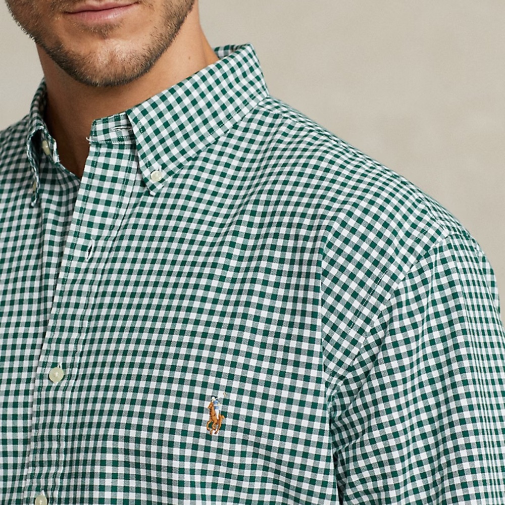 Ralph Lauren Green Casual Button Down Shirt Classic Gingham